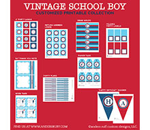 Vintage School House Boy Birthday Party Printables Collection